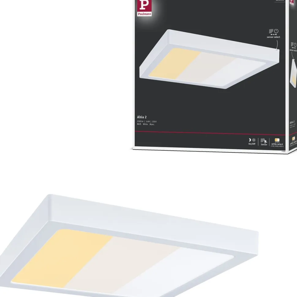 LED-paneeli Paulmann Abia 2 White Select hämäräohjatulla liiketunnistimella (HF) 170x170mm 9.5W 1100lm 2700-4000K, musta