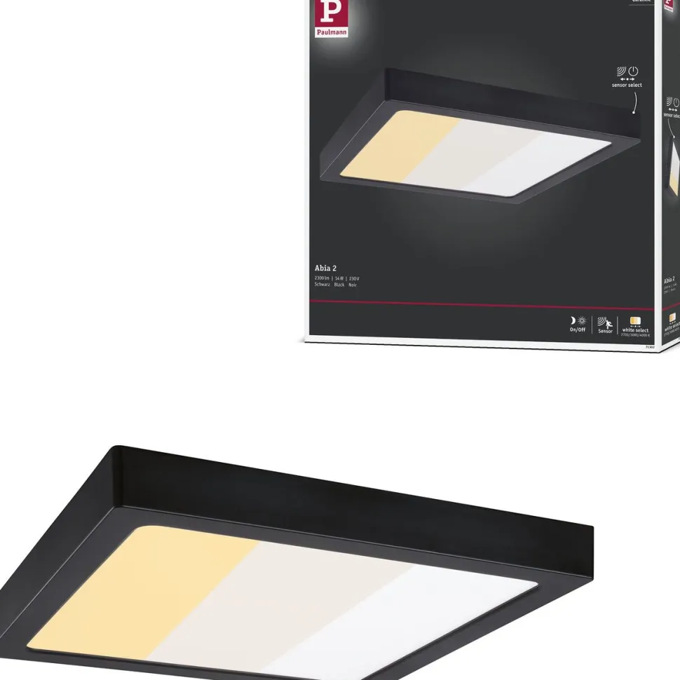 LED-paneeli Paulmann Abia 2 White Select hämäräohjatulla liiketunnistimella (HF) 170x170mm 9.5W 1100lm 2700-4000K, musta