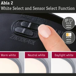 LED-paneeli Paulmann Abia 2 White Select hämäräohjatulla liiketunnistimella (HF) Ø300mm 14W 1000lm 2700-4000K, valkoinen