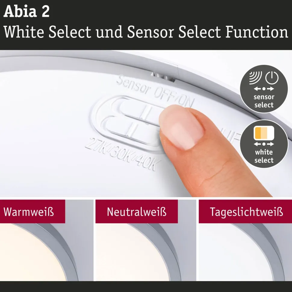 LED-paneeli Paulmann Abia 2 White Select hämäräohjatulla liiketunnistimella (HF) Ø170mm 9.5W 1100lm 2700-4000K, mattakromi