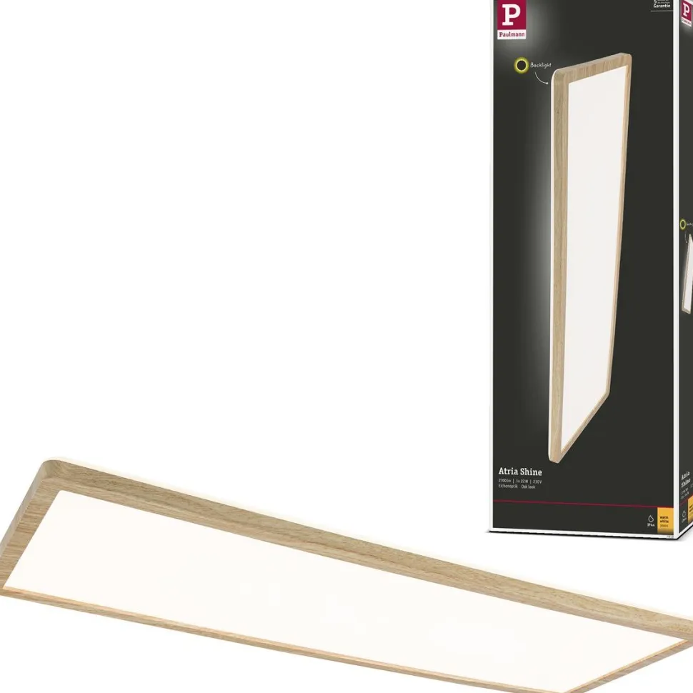 LED-paneeli Paulmann Atria Shine Backlight, IP44, 29.3x29.3cm, 16W, 4000K, puunruskea