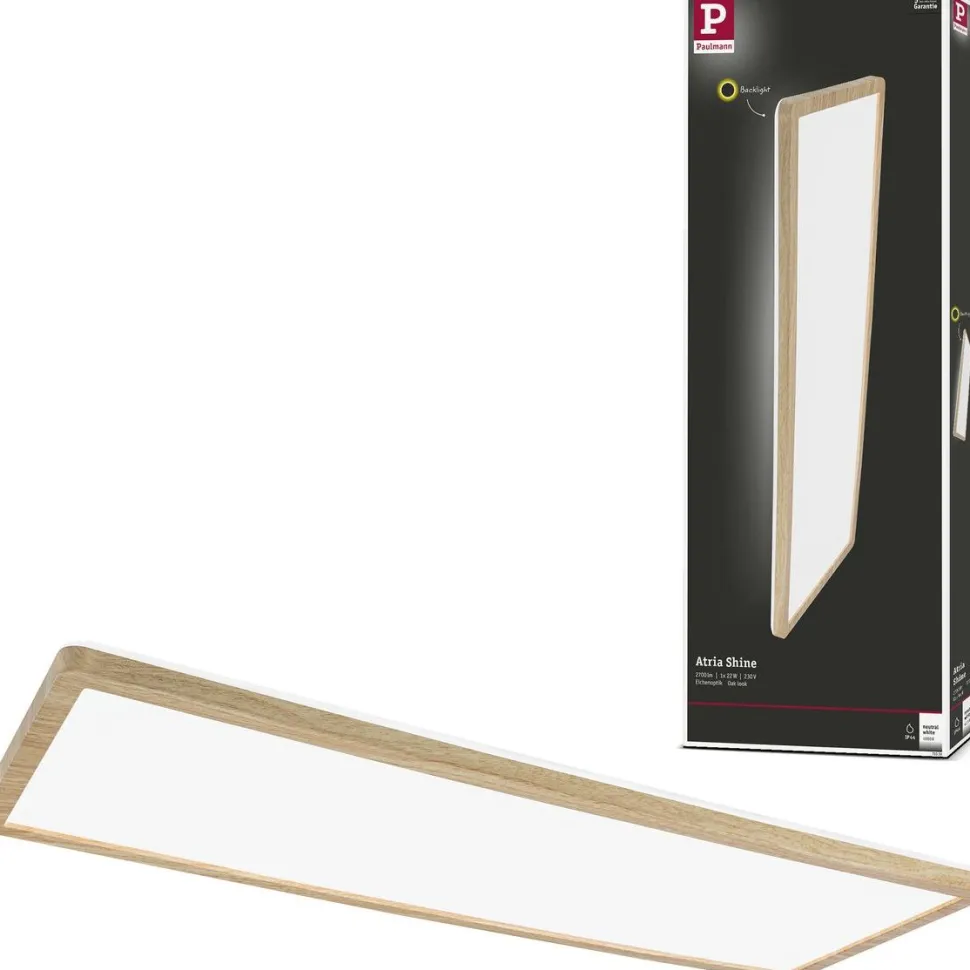 LED-paneeli Paulmann Atria Shine Backlight, IP44, 29.3x29.3cm, 16W, 4000K, puunruskea