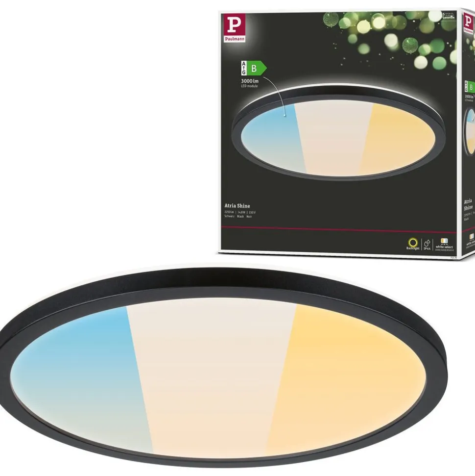 LED-paneeli Paulmann Atria Shine, pyöreä, Ø190mm, IP44, 7.6W, 1100lm, 3000-6500K, puukuvio
