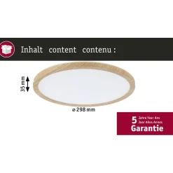 LED-paneeli Paulmann Atria Shine, pyöreä, Ø190mm, IP44, 7.6W, 1100lm, 3000-6500K, puukuvio