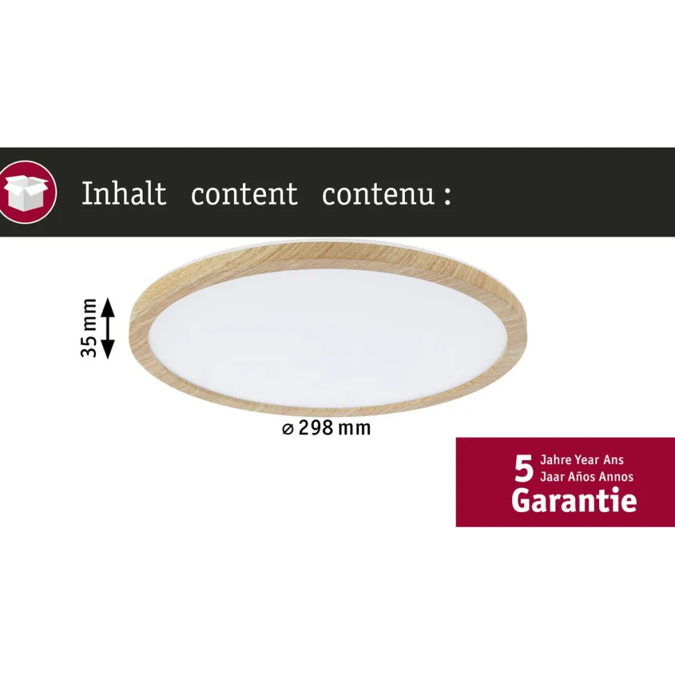 LED-paneeli Paulmann Atria Shine, pyöreä, Ø190mm, IP44, 7.6W, 1100lm, 3000-6500K, puukuvio