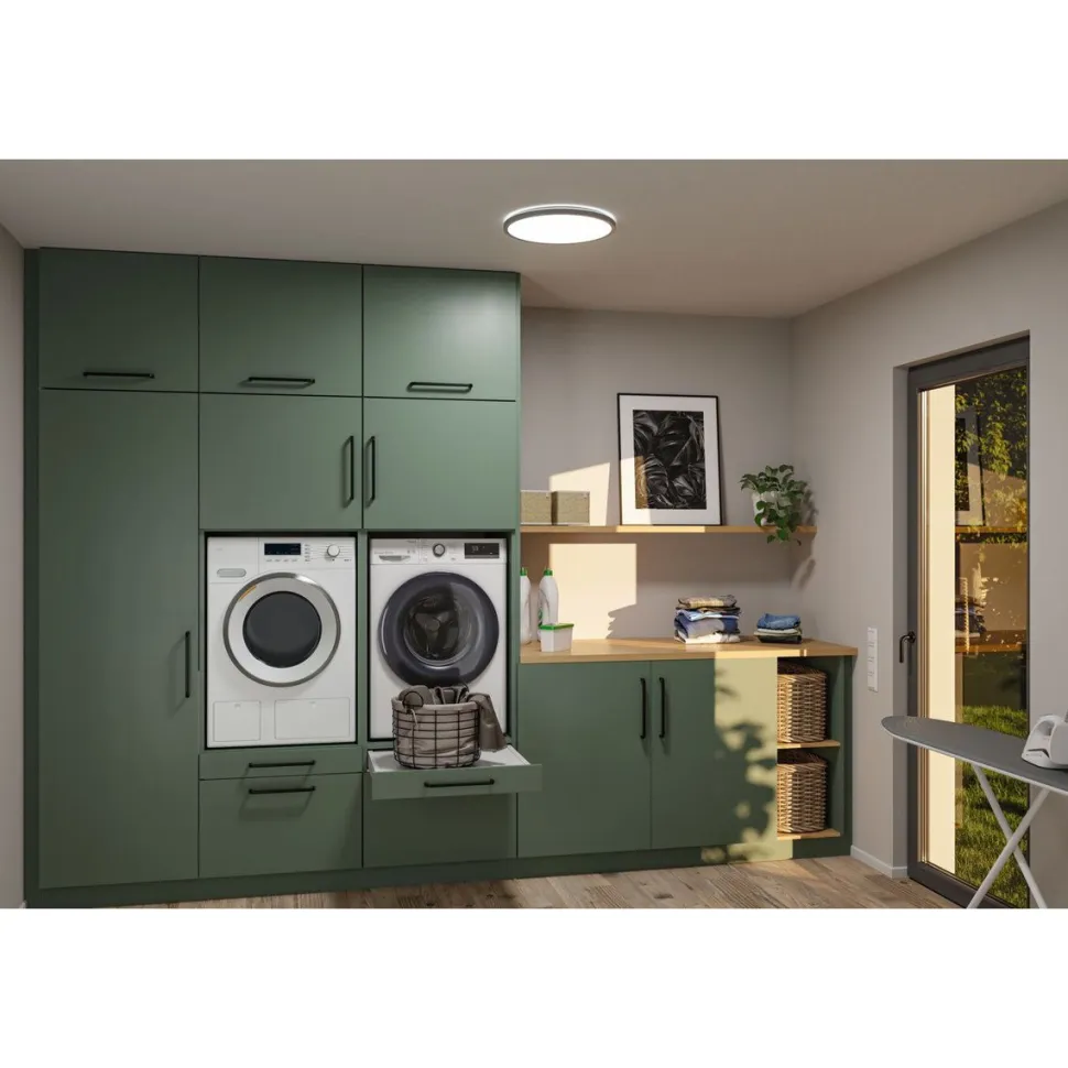 LED-paneeli Paulmann Atria Shine, pyöreä, Ø190mm, IP44, 7.6W, 1100lm, 3000-6500K, puukuvio