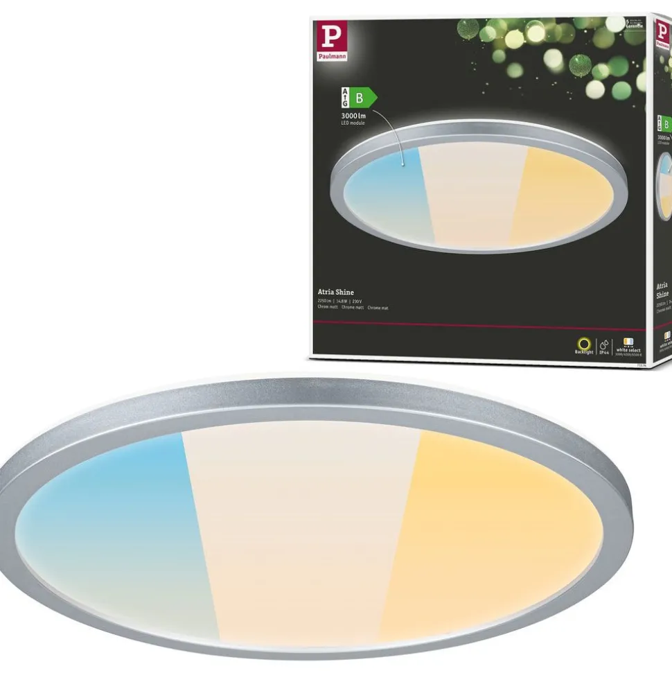 LED-paneeli Paulmann Atria Shine, pyöreä, Ø190mm, IP44, 7.6W, 1100lm, 3000-6500K, puukuvio