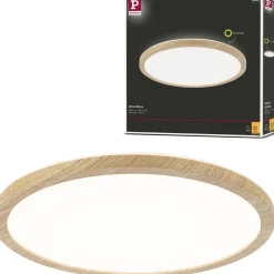 LED-paneeli Paulmann Atria Shine Backlight, IP44, Ø19cm, 11.2W, 4000K, puunruskea