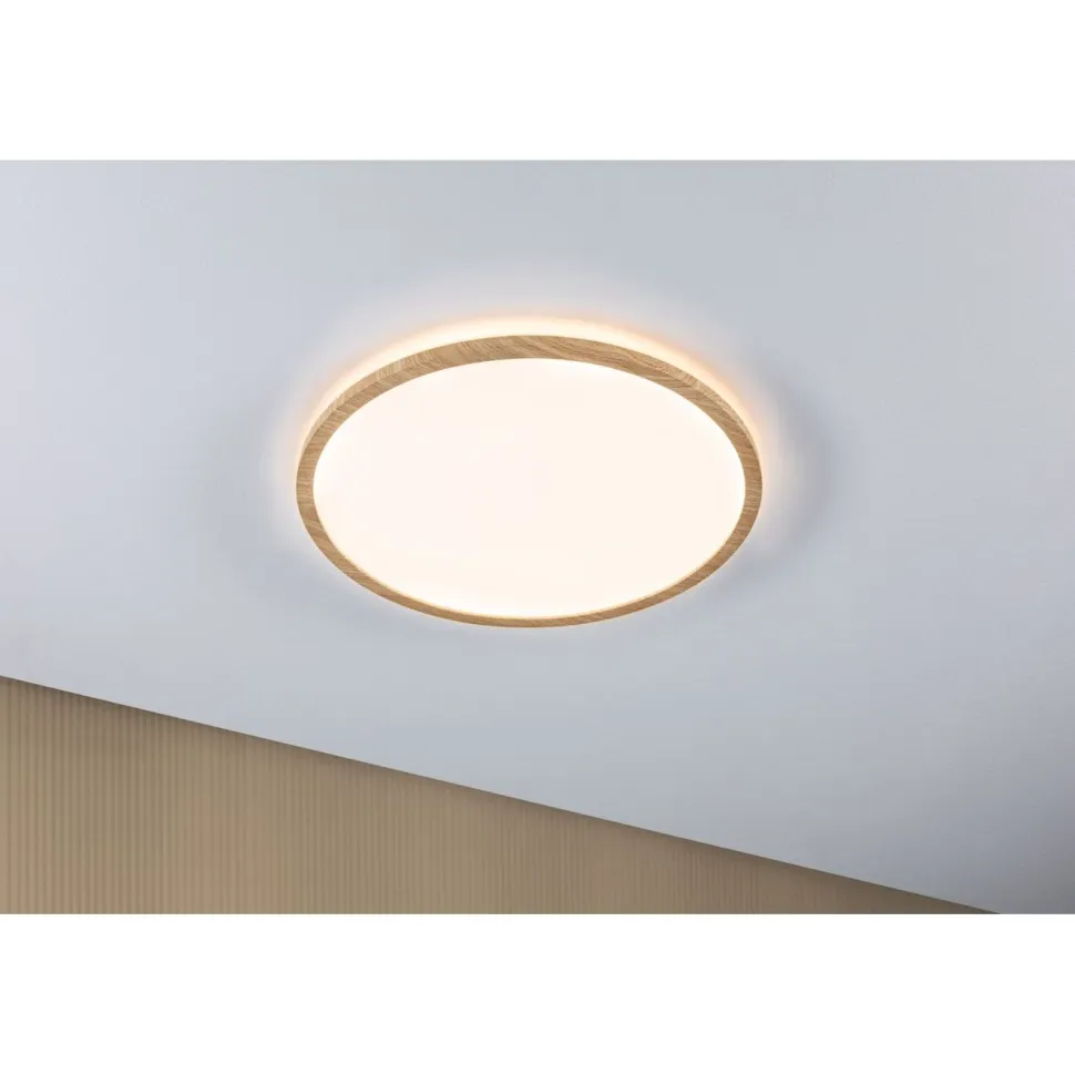 LED-paneeli Paulmann Atria Shine Backlight, IP44, Ø19cm, 11.2W, 4000K, puunruskea