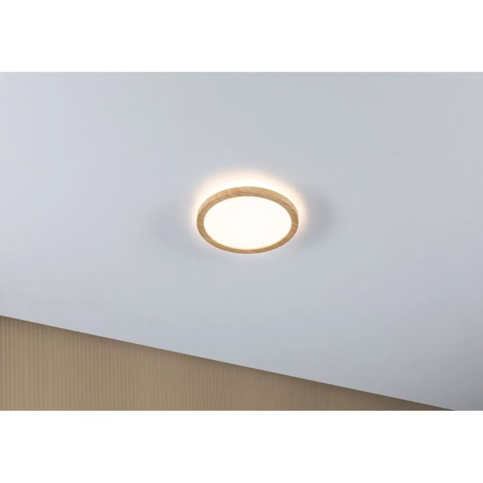 LED-paneeli Paulmann Atria Shine Backlight, IP44, Ø19cm, 11.2W, 4000K, puunruskea