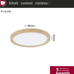 LED-paneeli Paulmann Atria Shine Backlight, IP44, Ø19cm, 11.2W, 4000K, puunruskea