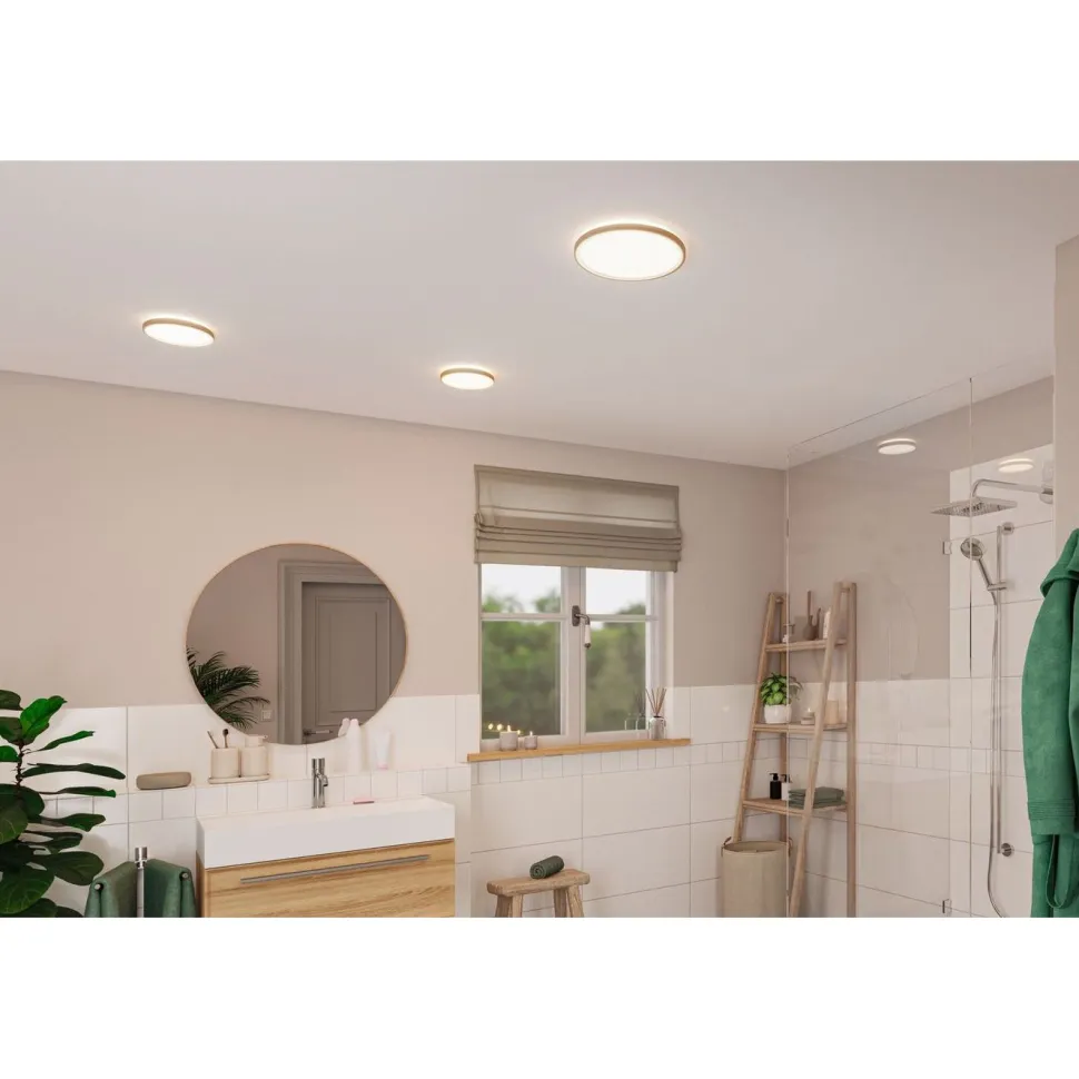 LED-paneeli Paulmann Atria Shine Backlight, IP44, Ø19cm, 11.2W, 4000K, puunruskea