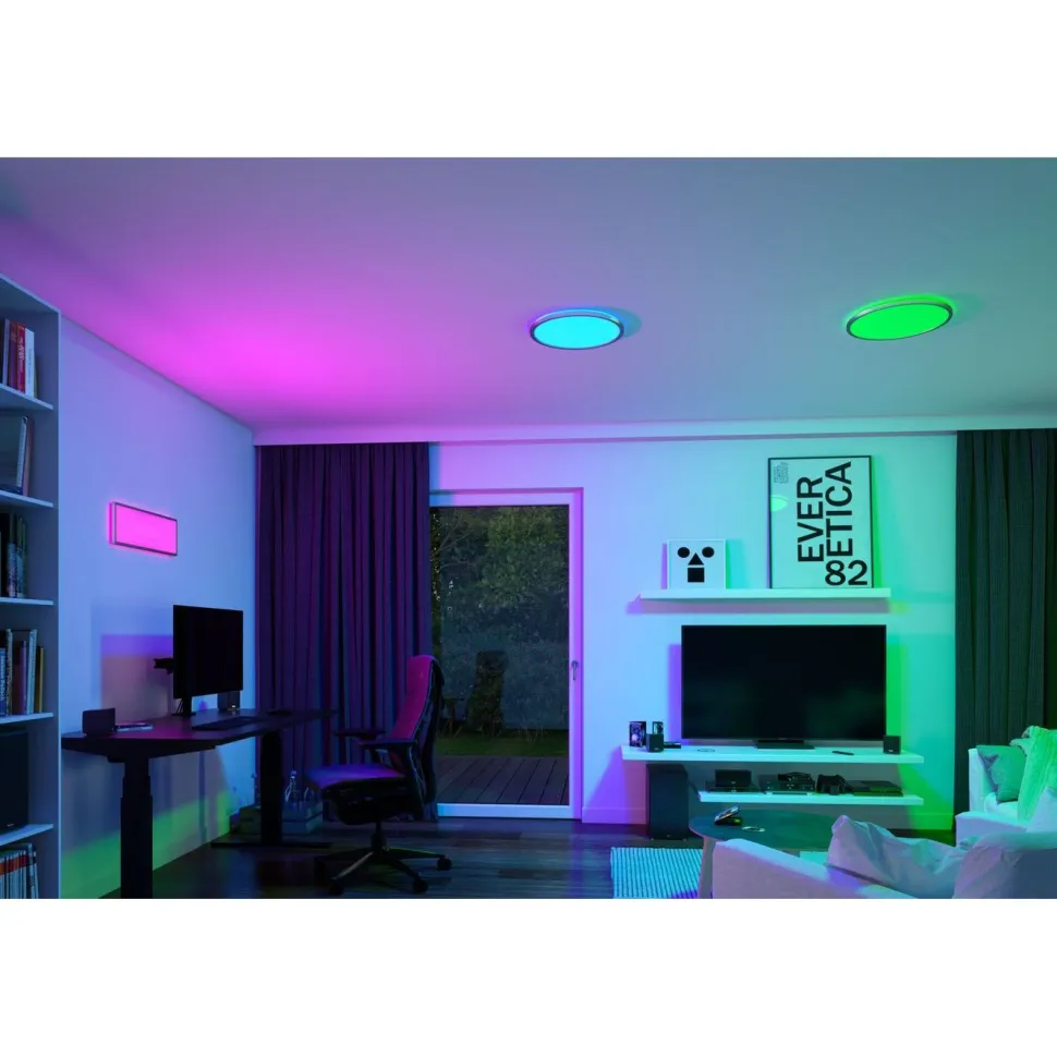 LED-paneeli Paulmann Atria Shine Backlight, Ø29.3cm, 12W, RGBW, himmennettävä, mattakromi