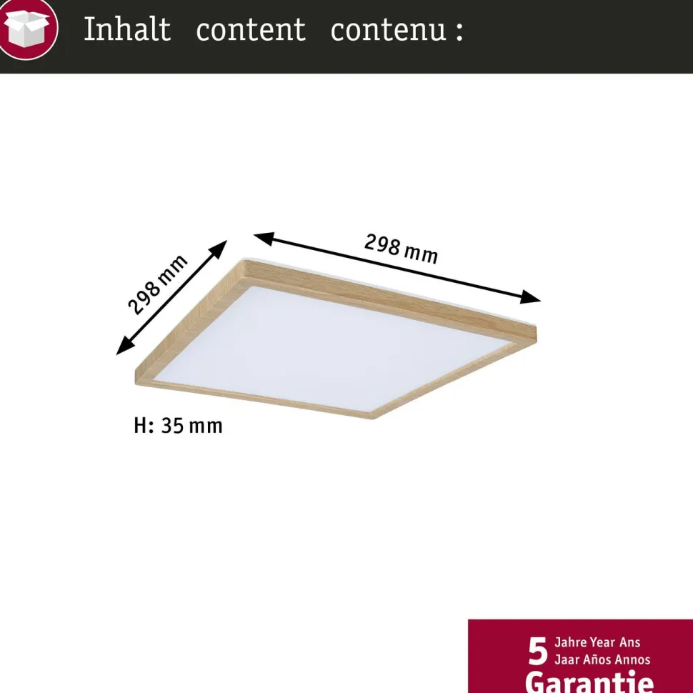 LED-paneeli Paulmann Atria Shine IP44 298x298mm 15.7W 2100lm White Switch puunruskea tammi