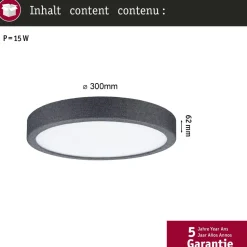LED-paneeli Paulmann Cosara, IP44, Ø30cm, 15W, 3000K, tummanharmaa