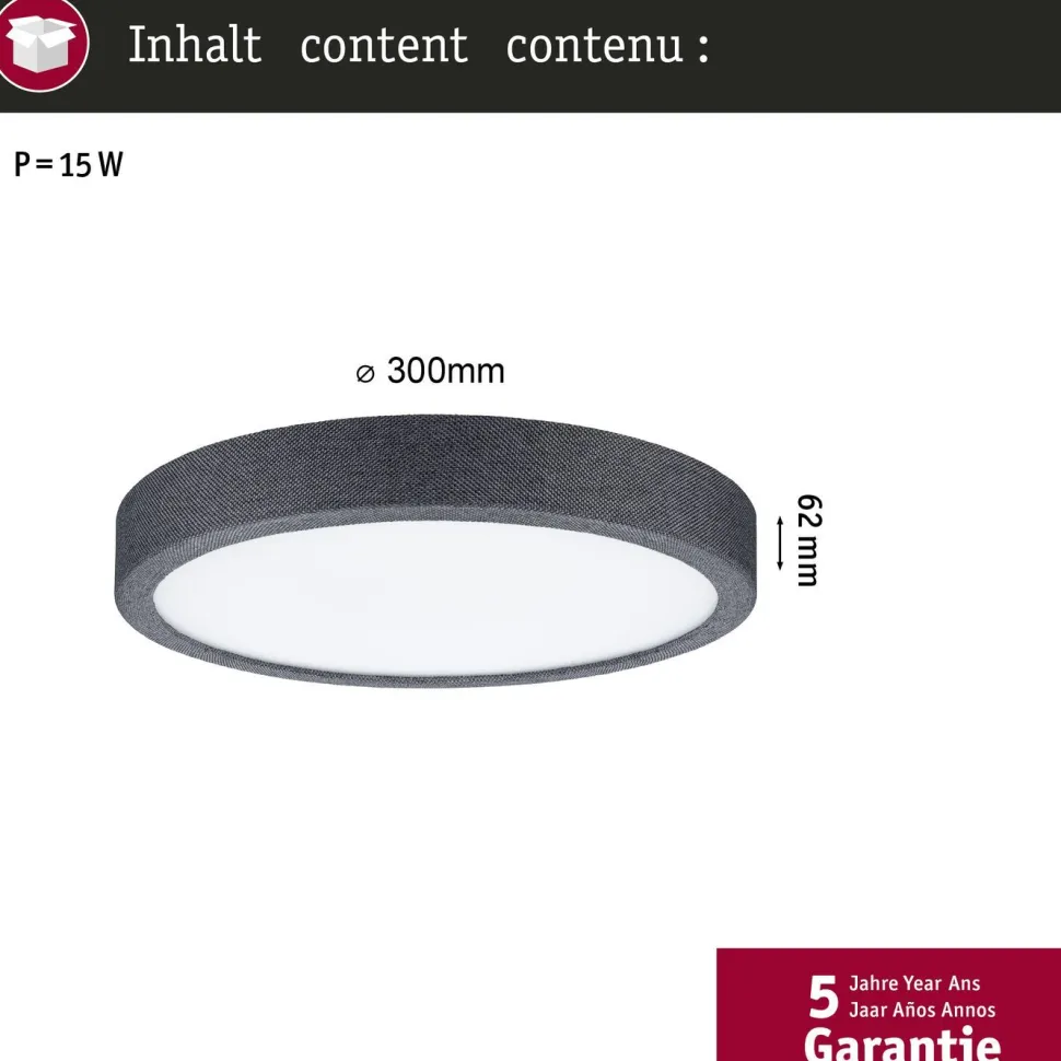 LED-paneeli Paulmann Cosara, IP44, Ø30cm, 15W, 3000K, tummanharmaa