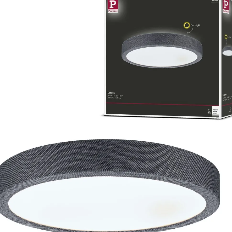 LED-paneeli Paulmann Cosara, IP44, Ø30cm, 15W, 4000K, beige