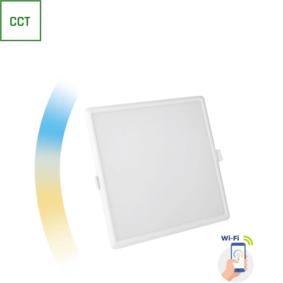 LED-paneeli Spectrum Algine 6W Cct+Dim Wi-Fi Smart neliö 112x112mm, upotettava, valkoinen