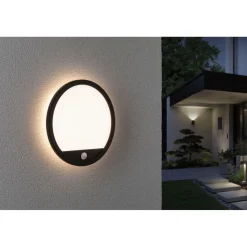 LED-paneeli ulkokäyttöön Paulmann Lamina, IP44, 28cm, 3000K, liiketunnistin, korroosionkestävä, musta