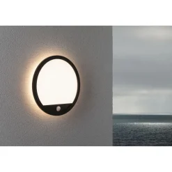 LED-paneeli ulkokäyttöön Paulmann Lamina, IP44, 28cm, 3000K, liiketunnistin, korroosionkestävä, musta
