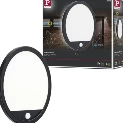 LED-paneeli ulkokäyttöön Paulmann Lamina, IP44, 28cm, 3000K, liiketunnistin, korroosionkestävä, musta