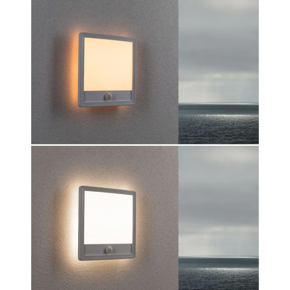 LED-paneeli ulkokäyttöön Paulmann Lamina, IP44, 25x25cm, liiketunnistin, hämärätunnistin, säädettävä värilämpötila, valkoinen