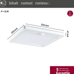 LED-paneeli ulkokäyttöön Paulmann Lamina, IP44, 25x25cm, liiketunnistin, hämärätunnistin, säädettävä värilämpötila, valkoinen