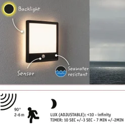 LED-paneeli ulkokäyttöön Paulmann Lamina, IP44, 25x25cm, 3000K, liiketunnistin, korroosionkestävä, valkoinen