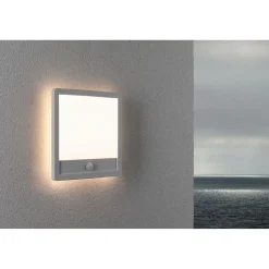 LED-paneeli ulkokäyttöön Paulmann Lamina, IP44, 25x25cm, 3000K, liiketunnistin, korroosionkestävä, valkoinen