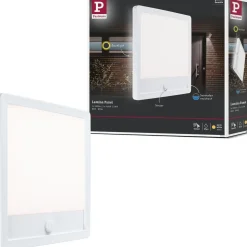 LED-paneeli ulkokäyttöön Paulmann Lamina, IP44, 25x25cm, 3000K, liiketunnistin, korroosionkestävä, valkoinen