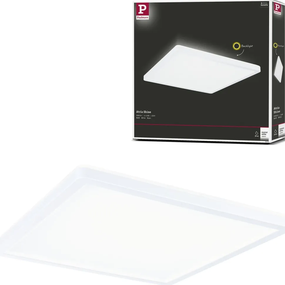 LED-paneeli Paulmann Atria Shine Backlight 190x190mm 11.2W IP44 900lm 4000K valkoinen