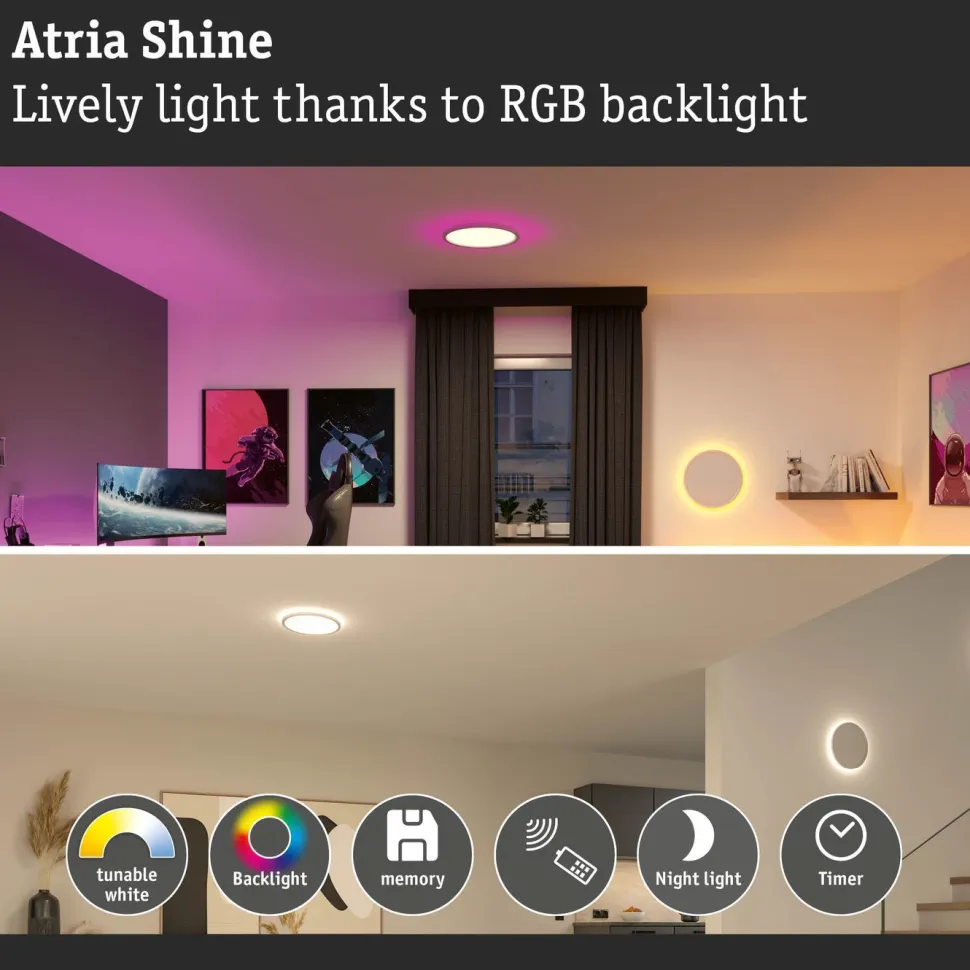 LED-paneeli Paulmann Atria Shine Ø290mm 19/2W 1500lm RGB+ himmennettävä valkoinen