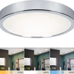 LED-paneeli Paulmann Aviar, IP44, 30cm, 18W, 1800lm, säädettävä värilämopötila, kromi