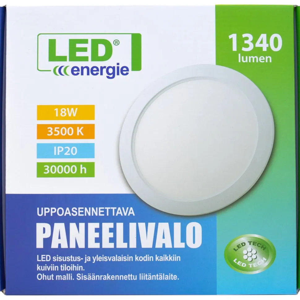 LED-paneelivalaisin Led Energie, 18W, 3500K, Ø226mm