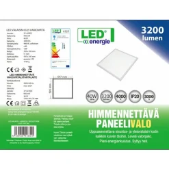 LED-paneelivalaisin Led Energie, 40W, 3200lm, himmennettävä