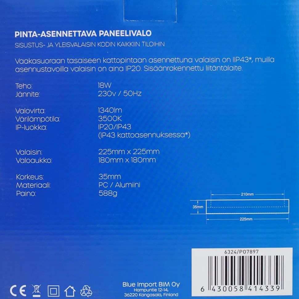 LED-paneelivalaisin Led Energie, 18W, 3500K, neliö