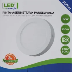 LED-paneelivalaisin Led Energie, 12W, 3500K, Ø174mm