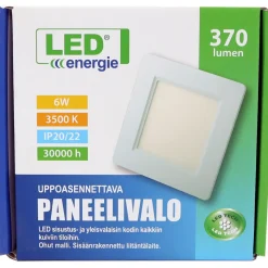 LED-paneelivalaisin Led Energie, 6W, 370lm, 3500K, 120x120mm, neliö, sisäänrakennettu liitäntälaite