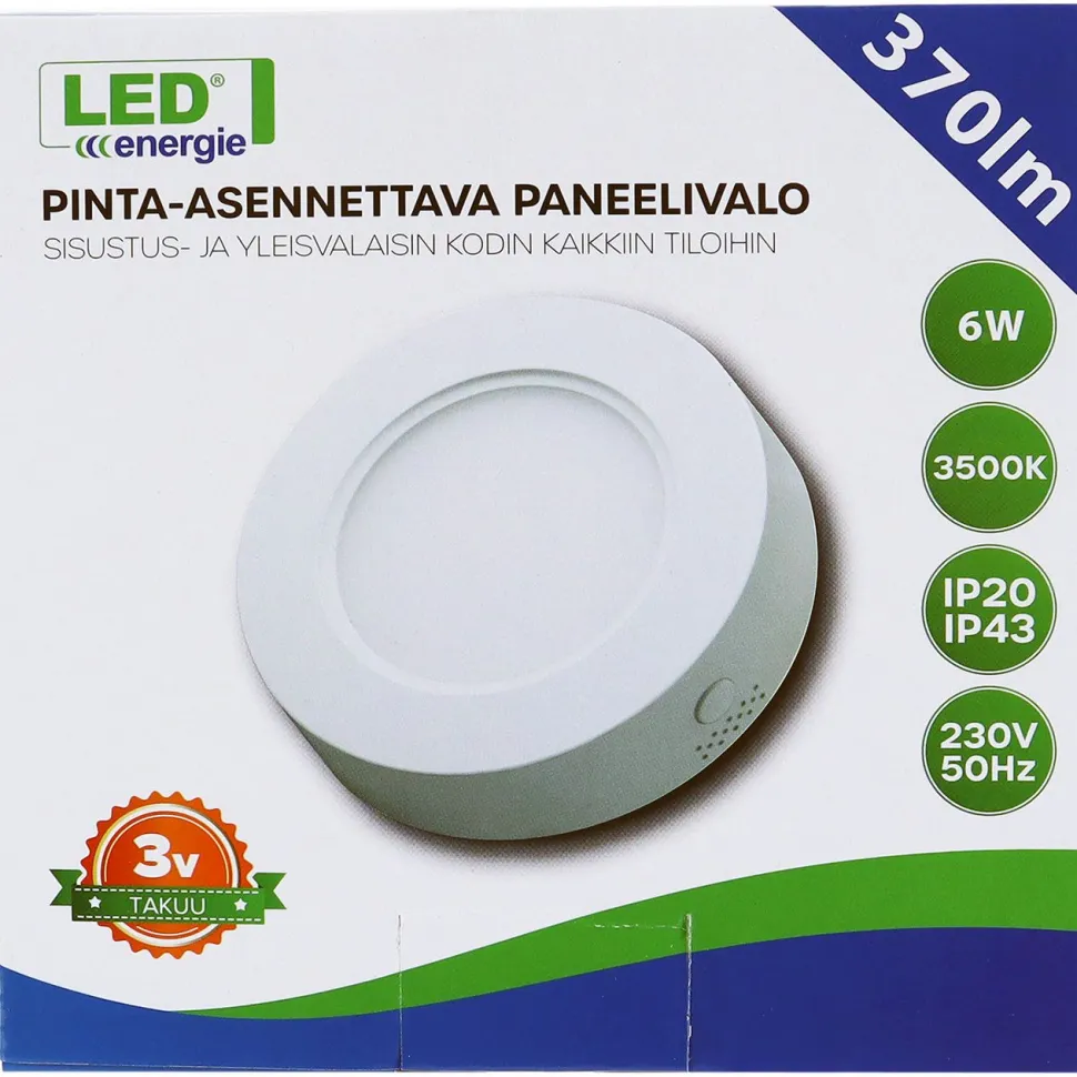 LED-paneelivalaisin Led Energie 6221, 6W, 3500K, Ø120mm