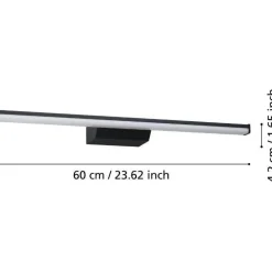 LED-peilivalaisin Eglo Regello-z connect.z 60cm, säädettävä värilämpötila, himmennettävä, IP44, seinään tai peilikaapin päälle, musta