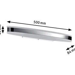 LED-peilivalaisin Paulmann Kuma, IP44, 3000K, 660lm, 9W, kromi/valkoinen