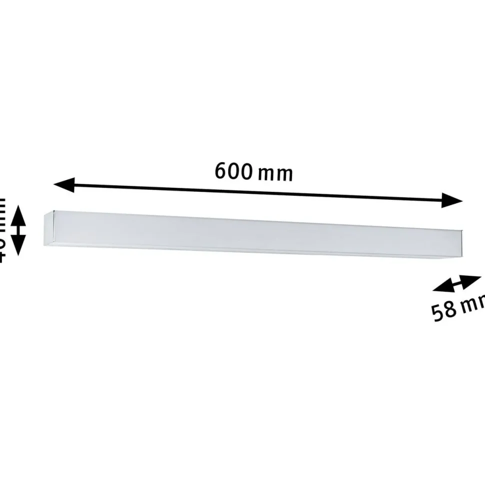 LED-peilivalaisin Paulmann Tova, 60cm, IP44, säädettävä värilämpötila, himmennettävä kromi/valkoinen