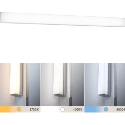 LED-peilivalaisin Paulmann Tova, 60cm, IP44, säädettävä värilämpötila, himmennettävä kromi/valkoinen