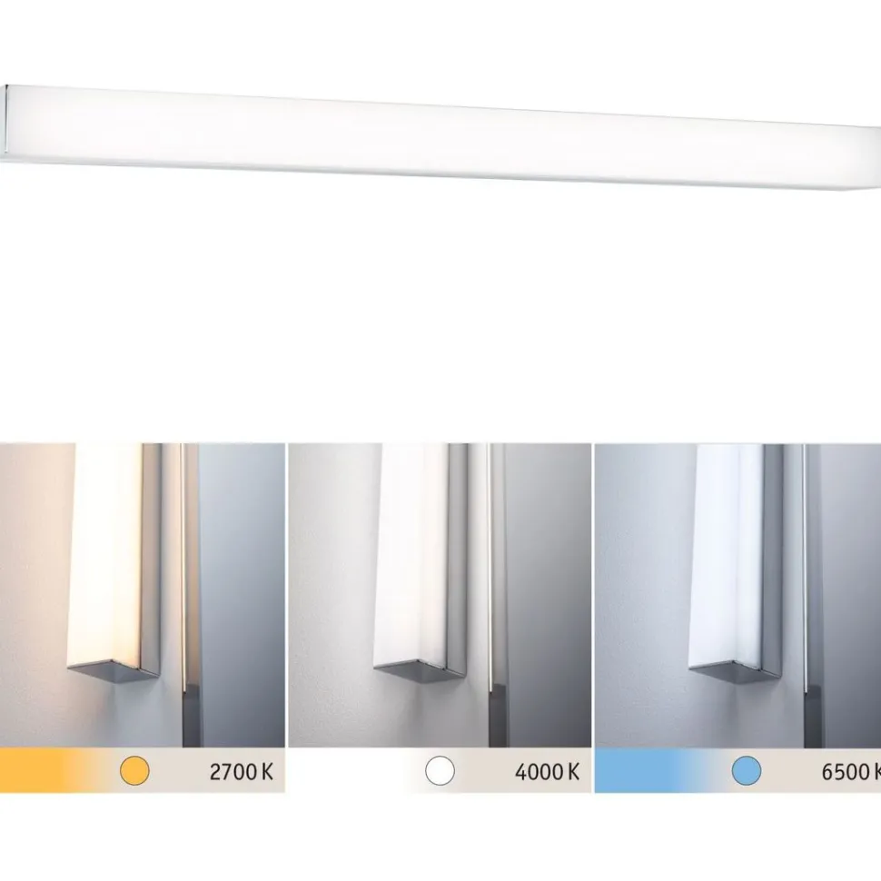 LED-peilivalaisin Paulmann Tova, 60cm, IP44, säädettävä värilämpötila, himmennettävä kromi/valkoinen