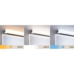 LED-peilivalaisin Paulmann Tova, 90cm, IP44, säädettävä värilämpötila, himmennettävä, kromi/valkoinen