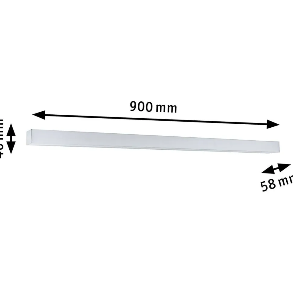 LED-peilivalaisin Paulmann Tova, 90cm, IP44, säädettävä värilämpötila, himmennettävä, kromi/valkoinen
