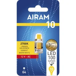 LED-pienoislamppu Airam LED PO 827, 12V, G4, 2700K, 100lm