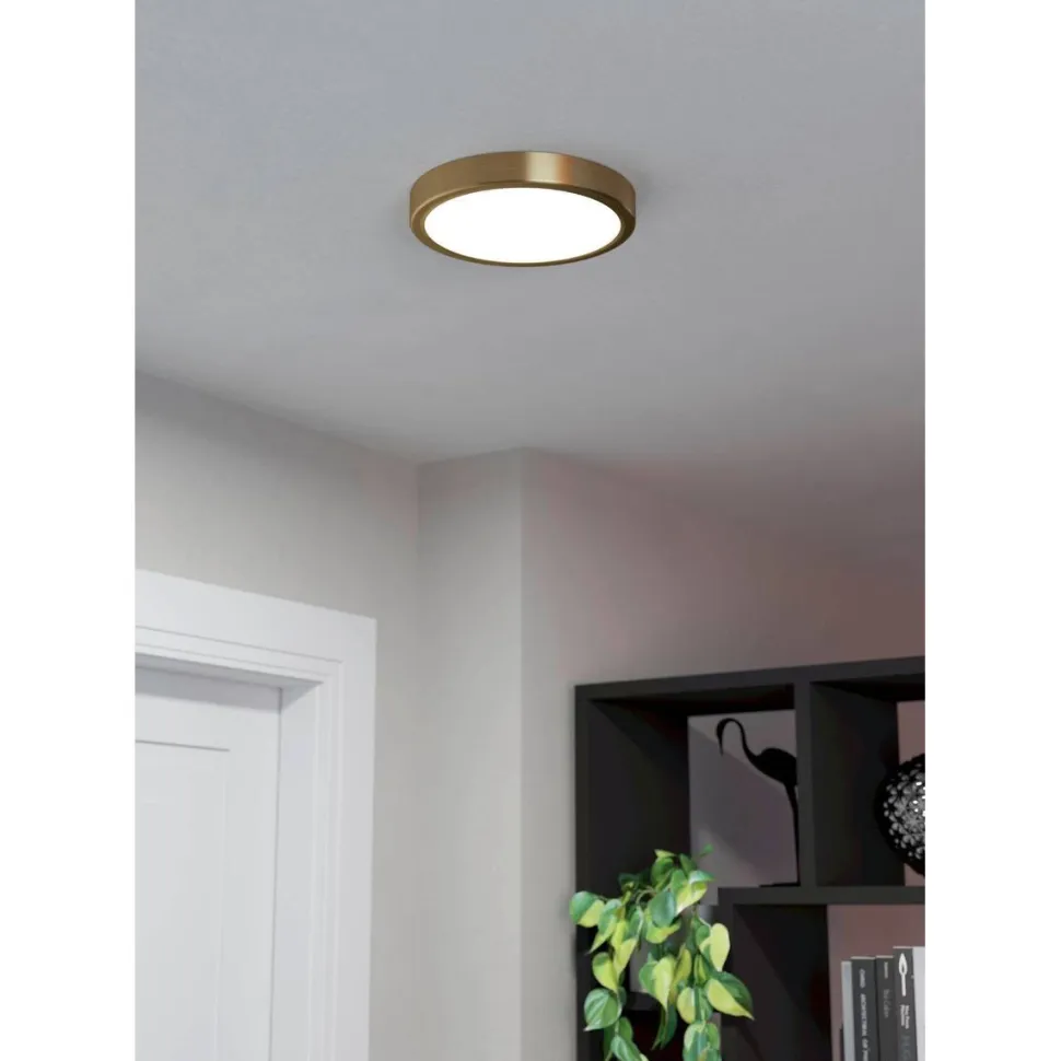 LED-Plafondi Eglo Fueva 5 17W Ø21cm harjattu messinki/valkoinen