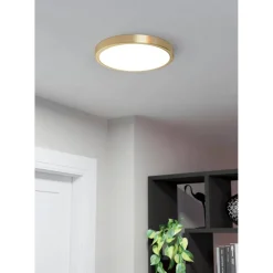 LED-Plafondi Eglo Fueva 5 17W Ø21cm harjattu messinki/valkoinen