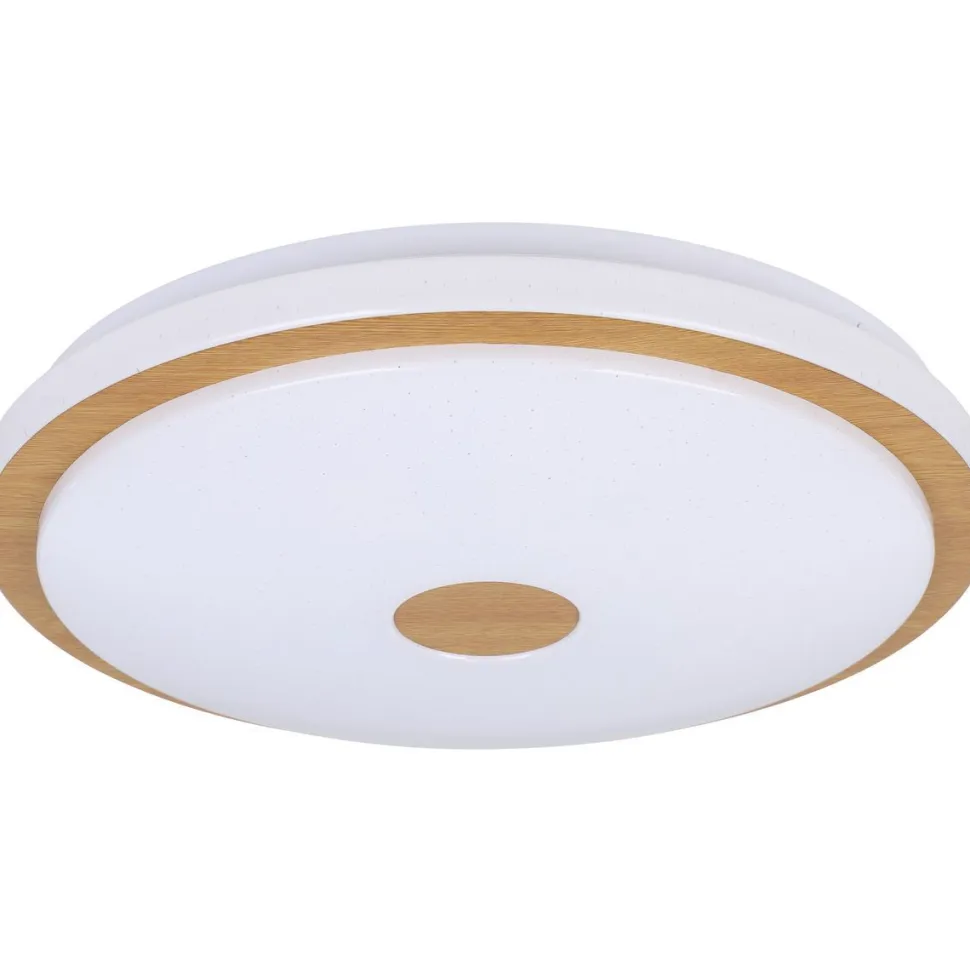 LED-Plafondi Eglo Lanciano 1 24W Ø38cm värivaihto + kaukosäädin valkoinen/puu